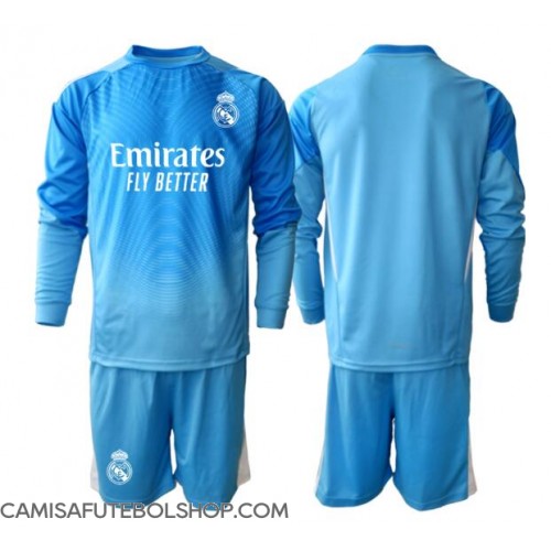 Camisa de time de futebol Real Madrid Goleiro Replicas 1º Equipamento Infantil 2025-26 Manga Comprida (+ Calças curtas)
